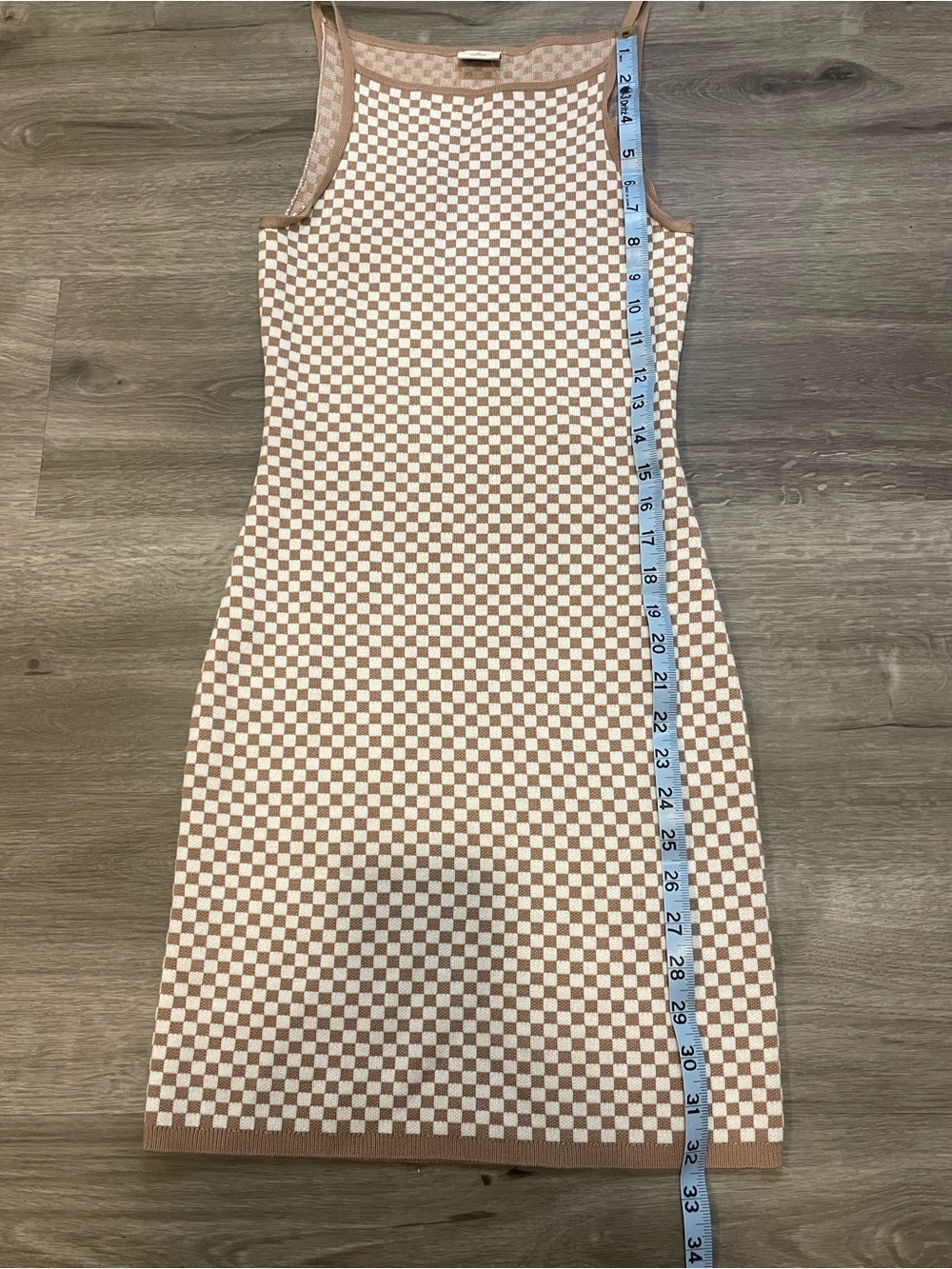 NWT Abercrombie & Fitch Beige and Cream Checkered Mini Dress - Picture 4 of 6